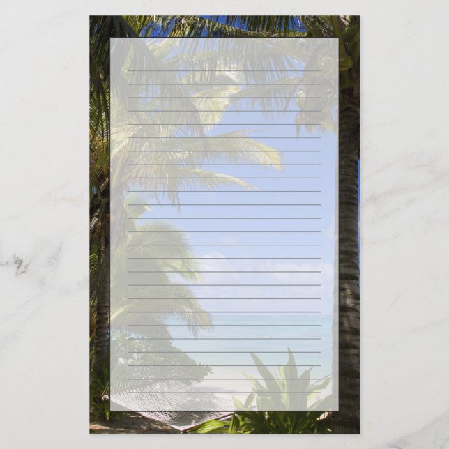 Palm lined beach Cook Islands 2 Stationery (Front)