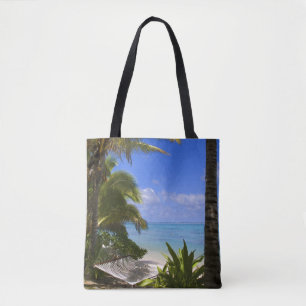 Palm lined beach Cook Islands 2 Tote Bag