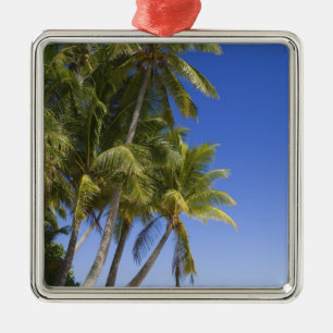 Palm lined beach Cook Islands 3 Metal Ornament