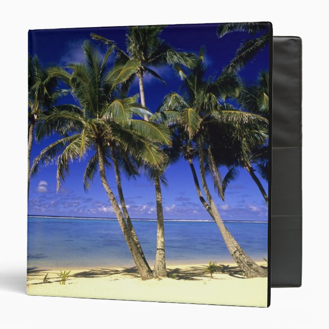 Palm lined beach Cook Islands 4 Binder (Front/Inside)
