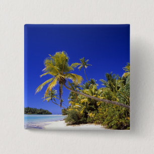 Palm lined beach Cook Islands 7 2 Inch Square Button