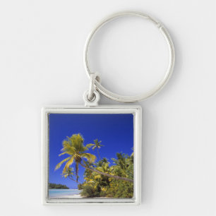 Palm lined beach Cook Islands 7 Keychain