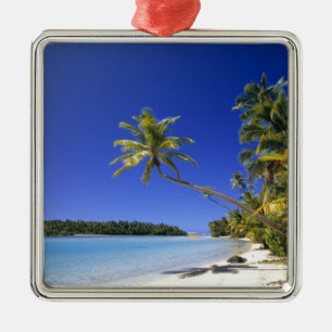 Palm lined beach Cook Islands Metal Ornament