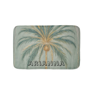 Palm Majesty: Single Palm Tree Design Bath Mat