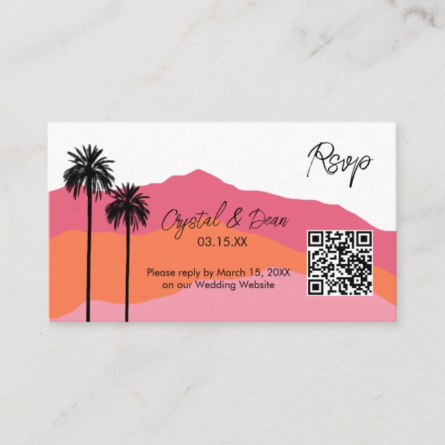 Palm Modern Rsvp Enclosure Card (pink) (Front)