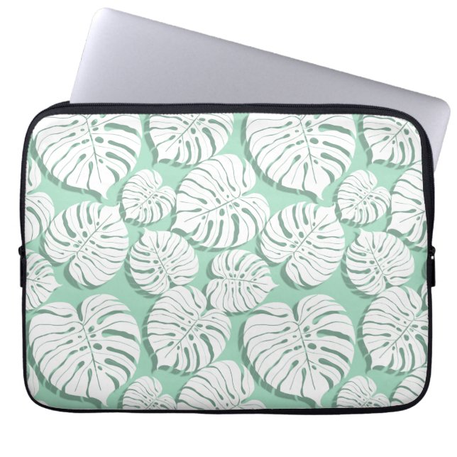 Palm monstera seamless pattern 3 laptop sleeve (Front)
