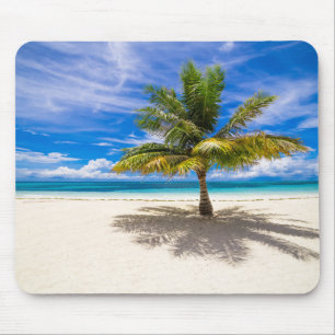 Palm on White Sand Beach Mouse Pad