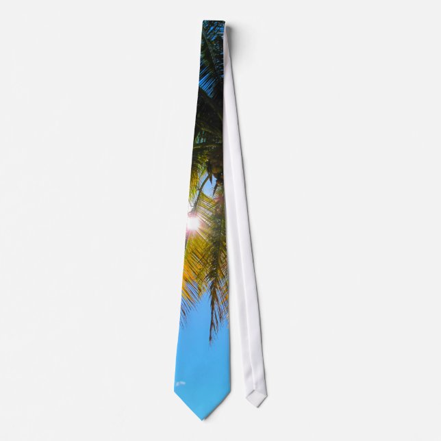 Palm Paradise Blue Sky Sunshine Tie (Front)