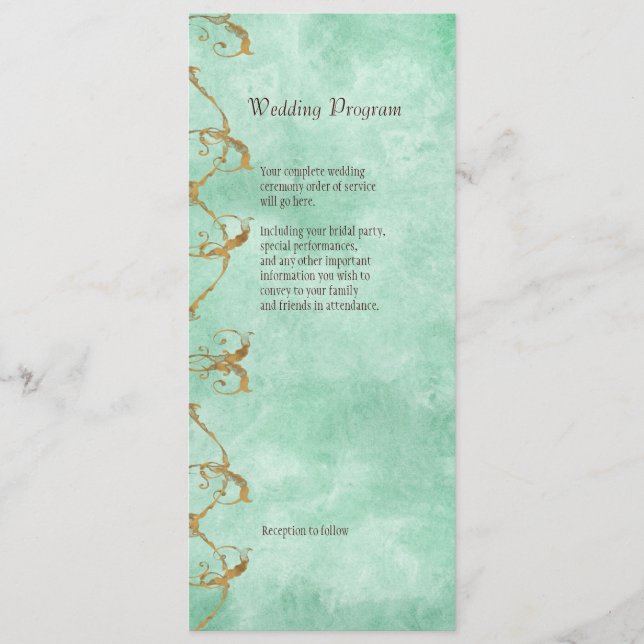 Palm Paradise - Carte du programme de mariage bleu (Devant)
