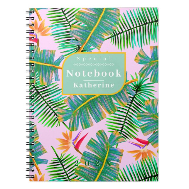 Palm Paradise Pink Notebook (Front)