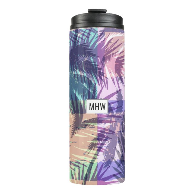 Palm Pattern custom monogram tumbler (Front)