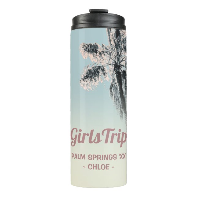Palm Pink Aqua Girls Weekend Name Tumbler (Front)