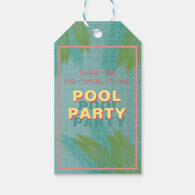 Palm Pool Party Gift Tag (Front)