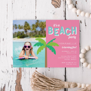 Palm Pop   Beach Birthday Party Photo Invitation