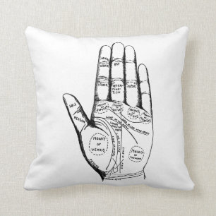 Palm Reading Chart Palmistry fortune teller future Throw Pillow