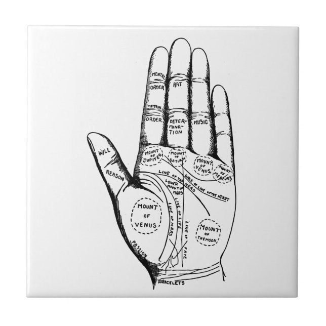 Palm Reading Chart Palmistry fortune teller future Tile (Front)