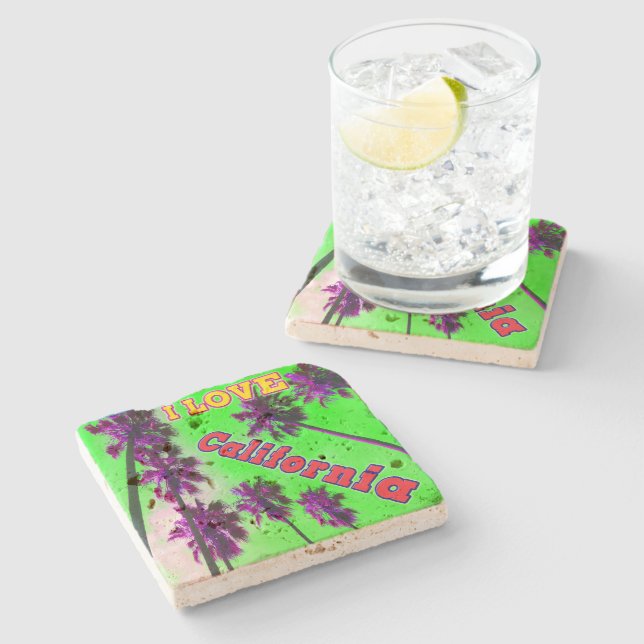 "Palm Sky: I LOVE California 2" Coaster (Side)