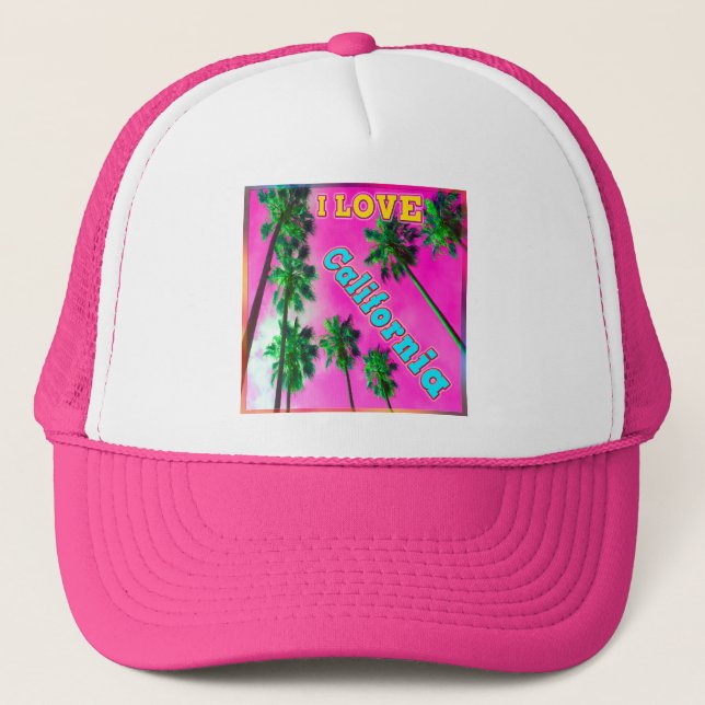 "Palm Sky: I LOVE California 3" Hat (Front)