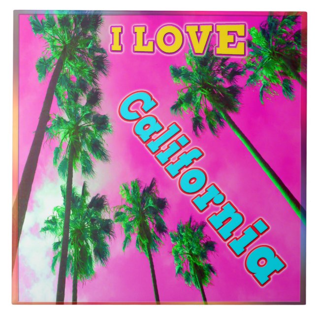 "Palm Sky: I LOVE California 3" Tile (Front)