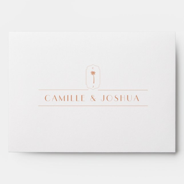 Palm spring retro wedding  envelope (Front)