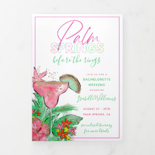 Palm Springs Bachelorette Itinéraire Tri-Fold Invi