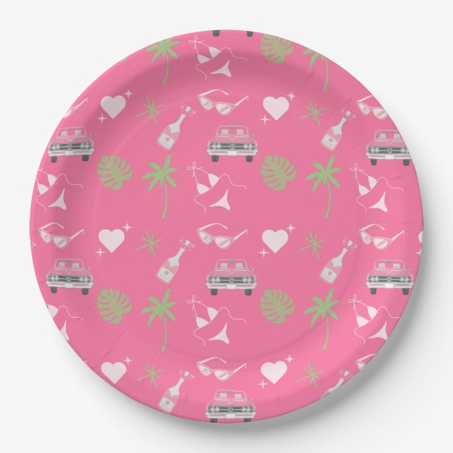 Palm Springs Bachelorette Party Paper Plates  (Front)