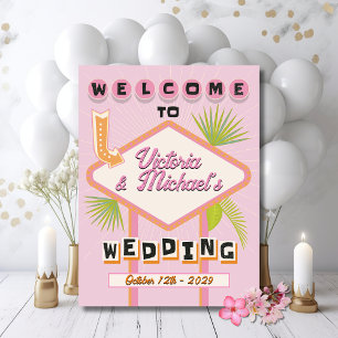 Palm Springs Beach Wedding Mod Retro Welcome Sign