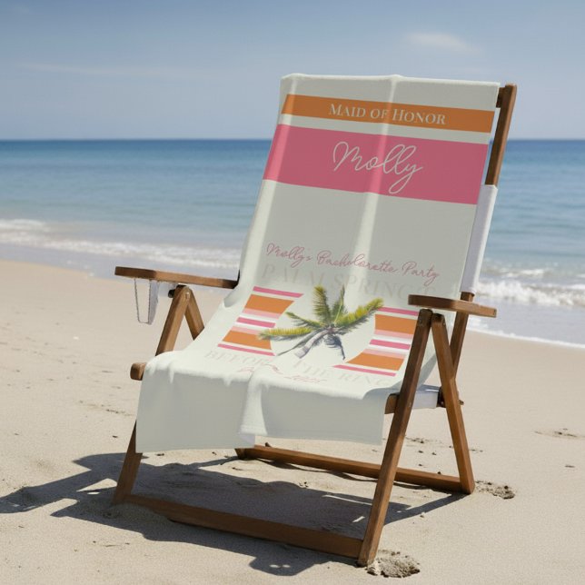 Palm Springs Before the Ring – Retro Bachelorette Beach Towel (Celebrate in sunny Palm Springs with this Before the Ring bachelorette design! )