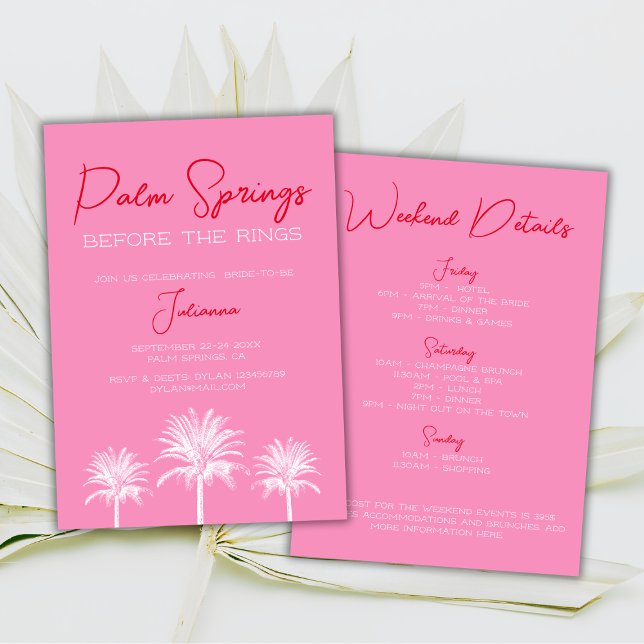 Palm Springs Before The Rings Bachelorette Weekend Invitation (Palm Springs Before The Rings Bachelorette Weekend Invitation)