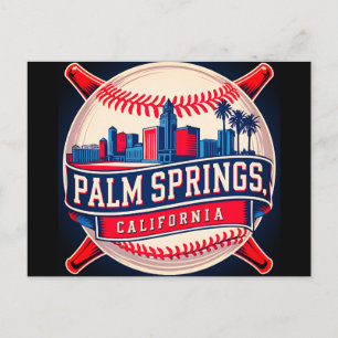 Palm Springs California Baseball City Skyline  Postcard