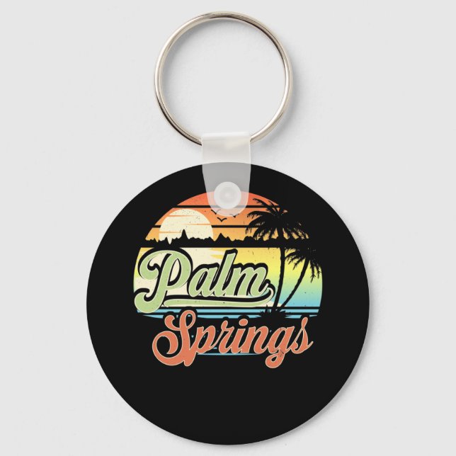 Palm Springs California Beach Vacation Sunset Keychain (Front)