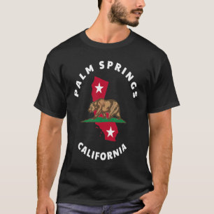 Palm Springs California CA Flag and Bear Badge Sou T-Shirt