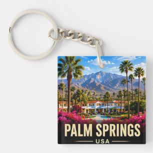 Palm Springs California Desert Midcentury Travel Keychain