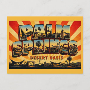 Palm Springs California Desert Oasis Vintage Art Postcard