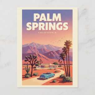 Palm Springs California Illustration Travel Art Postcard