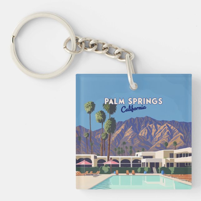 Palm Springs California Pool Hotel Trees Retro (Devant)