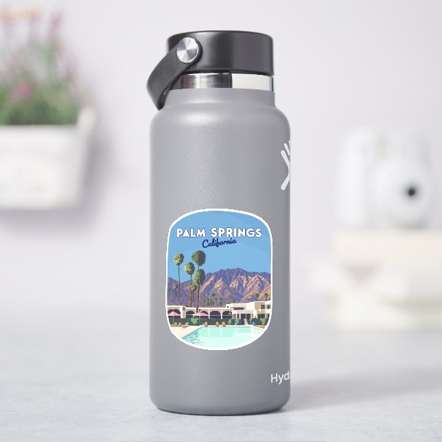 Palm Springs California Pool Hotel Trees Retro (HydroFlask)