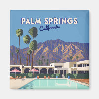 Palm Springs California Pool Hotel Trees Retro