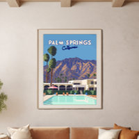 Palm Springs California Pool Hotel Trees Retro