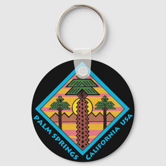 PALM SPRINGS California USA original artwork Keychain (Front)