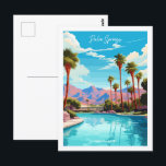 Palm Springs California USA vintage travel Postcard<br><div class="desc">Palm Springs California USA vintage travel place illustration</div>