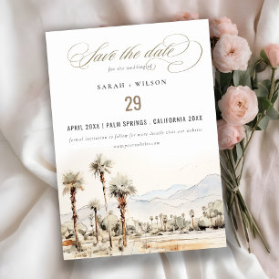Palm Springs California Watercolor Wedding Save The Date