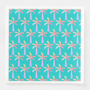 Palm Springs Caribbean Blue Tropical Palm Tree Napkin