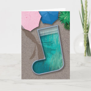 Palm Springs Christmas Stocking Pool Holiday Card