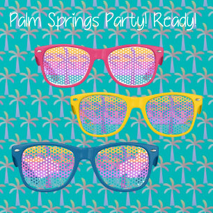  Palm Springs Colorful Palm Trees Black Background Kids Sunglasses