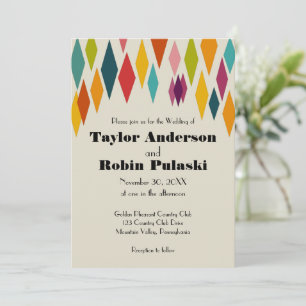 Palm Springs Diamonds Midcentury Modern Wedding Invitation