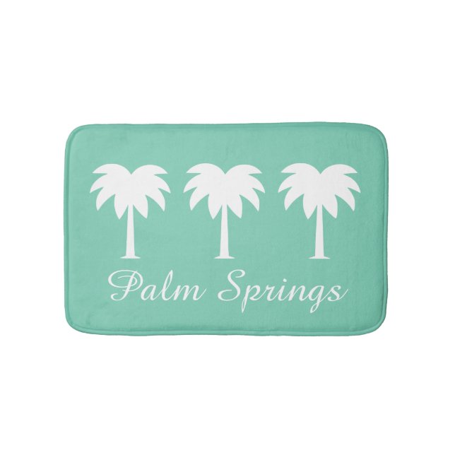 Palm Springs green palm tree non slip bath mat rug (Front)