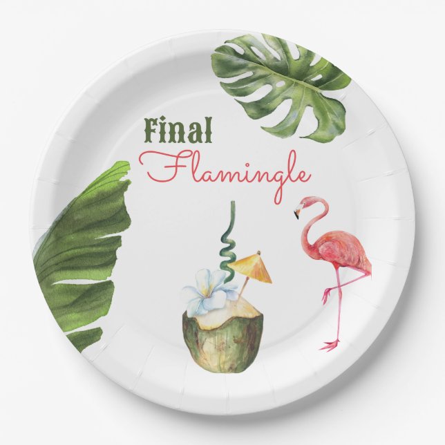 Palm Springs Last Flamingle Bachelorette Party Paper Plate (Front)