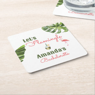 Palm Springs Last Flamingle Bachelorette Party Square Paper Coaster