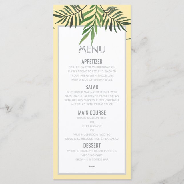 Palm Springs Menu (Front)